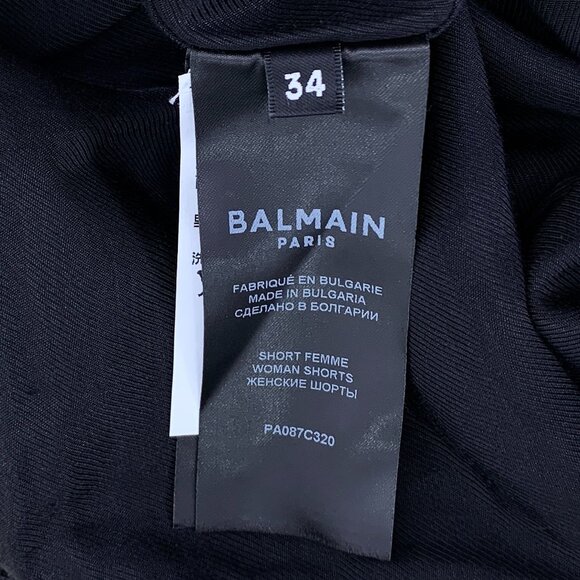 Balmain Black Textured Knit Shorts With Gold Button Detail & Side Zipper Size 34 - Picture 2 of 8